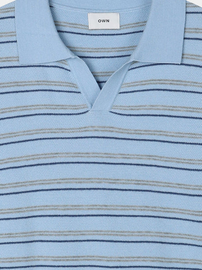 STRIPED COLLAR KNIT POLO