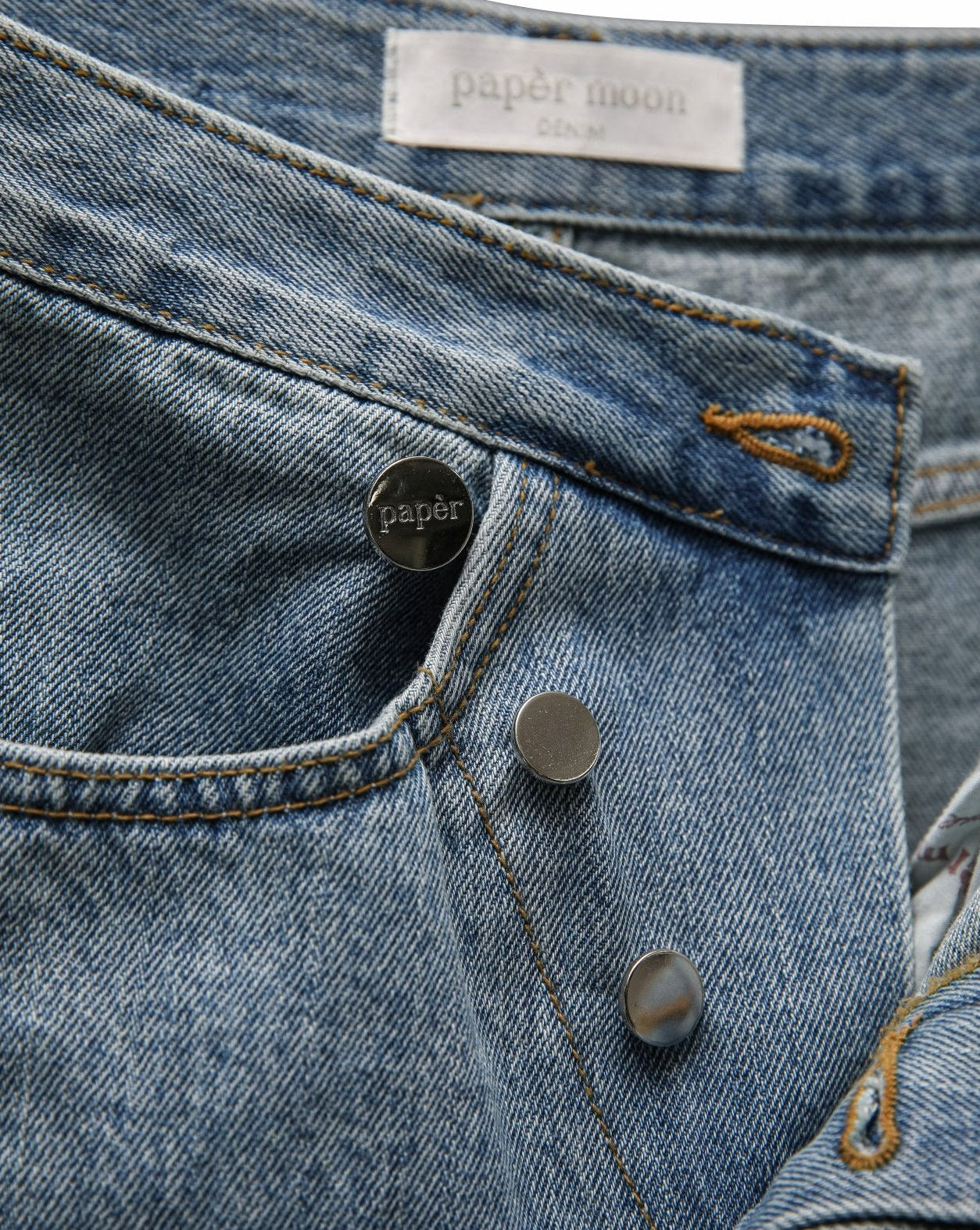 【PAPERMOON ペーパームーン】SS / Wrap Button Fly Straight Denim Jeans