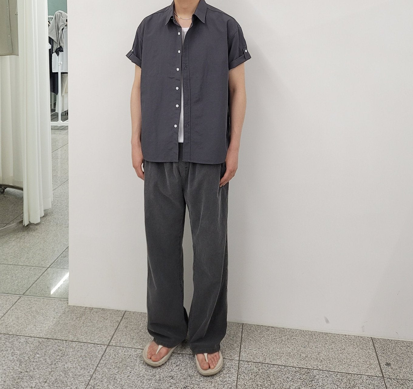 Pigment-Washed Nylon Shirt Jacket