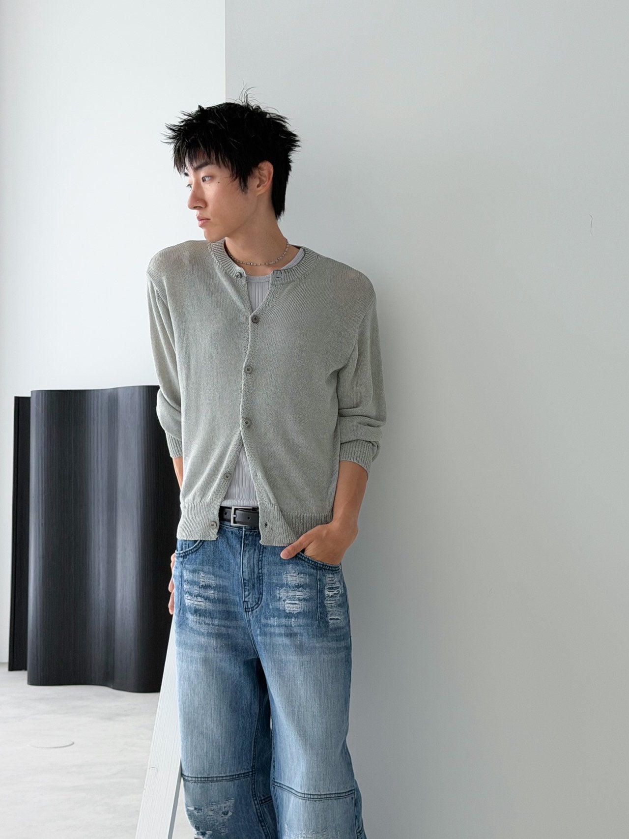 Pigment-Washed Nylon Shirt Jacket