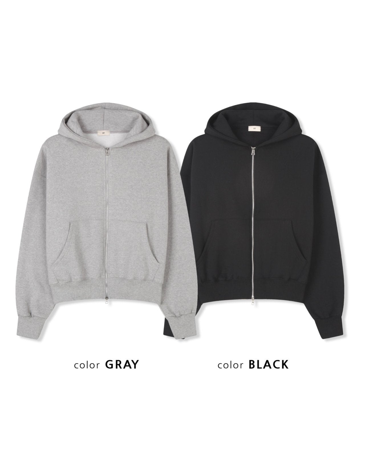 Tone Cropped Fleece Zip Hoodie