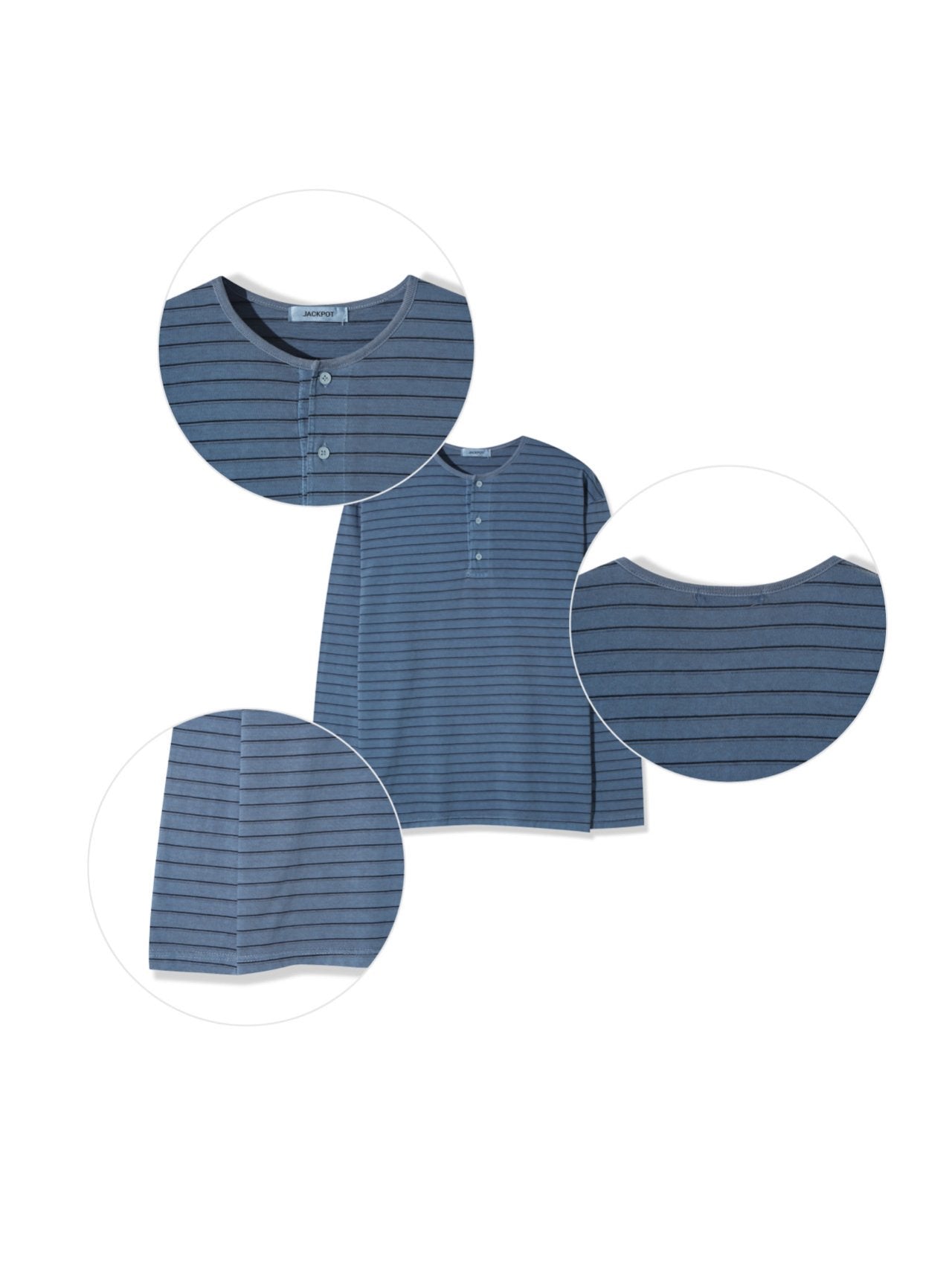 Pigment Stripe Henley Long Sleeve Tee