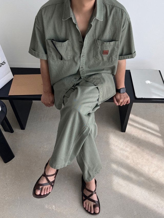 Pigment-Washed Nylon Shirt Jacket