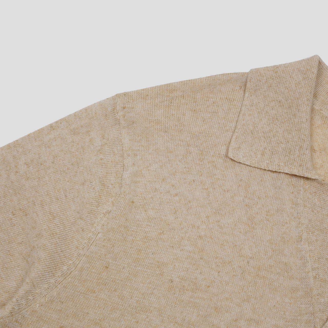 Blend Linen Open Collar Knit