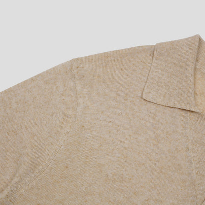 Blend Linen Open Collar Knit