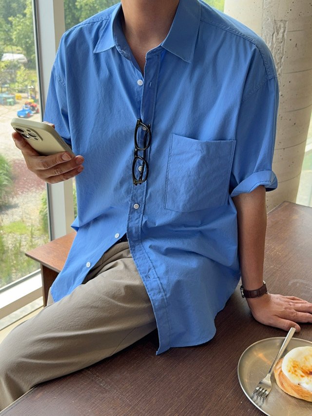 Pigment-Washed Nylon Shirt Jacket