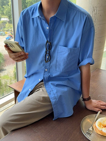 Pigment-Washed Nylon Shirt Jacket