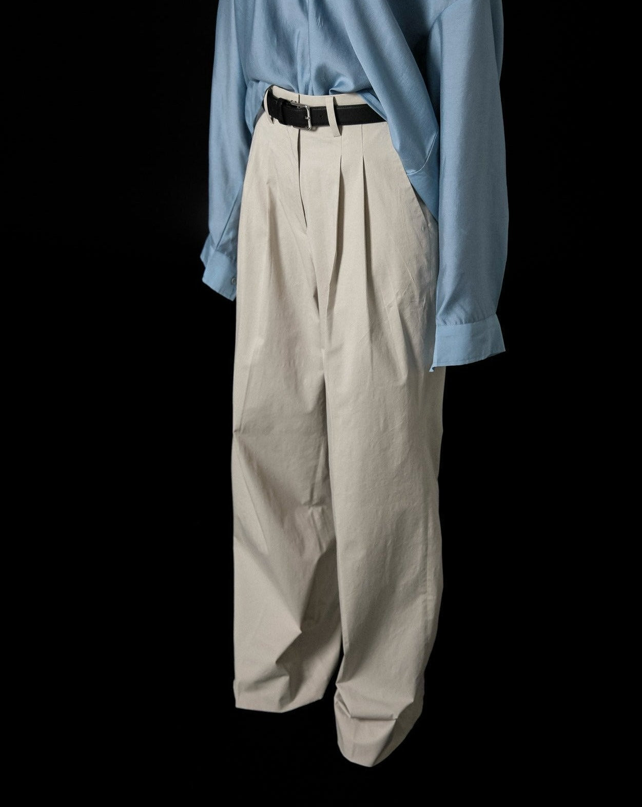 [PAPERMOON] SS / Cotton Two Pin-Tuck Wide Trousers