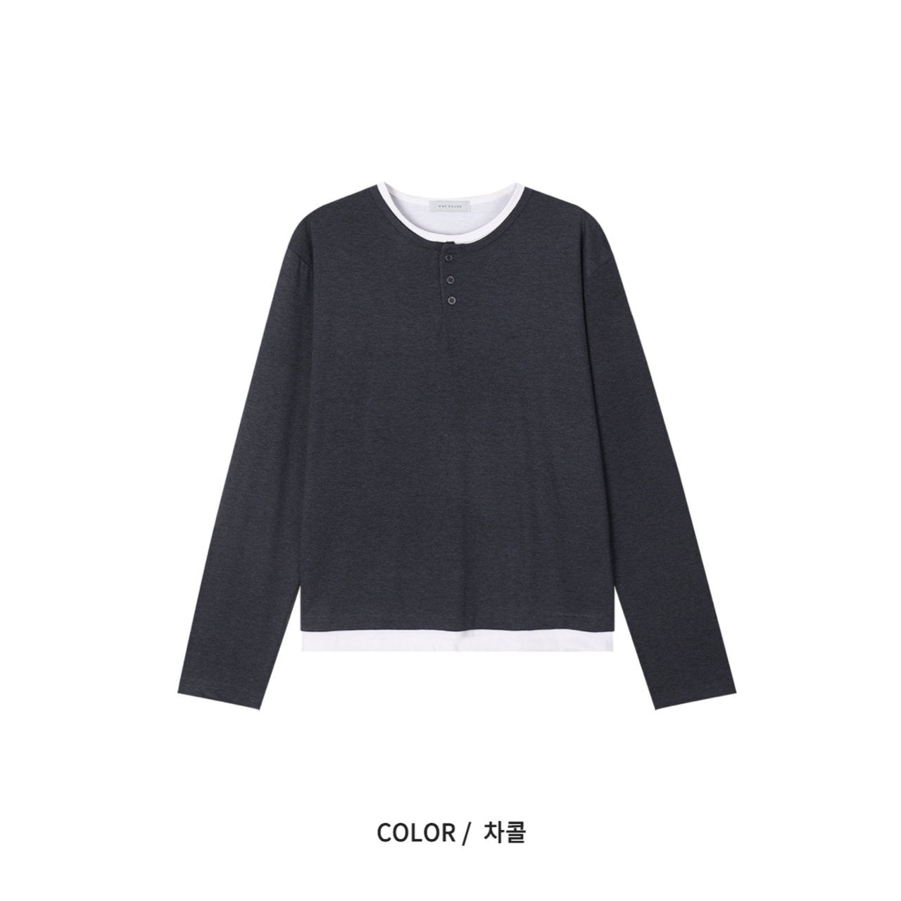 Cropped Layered Henley Neck Tee