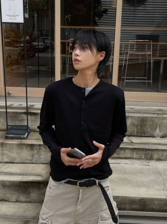 Layered Henry neck T-shirt – WooStore