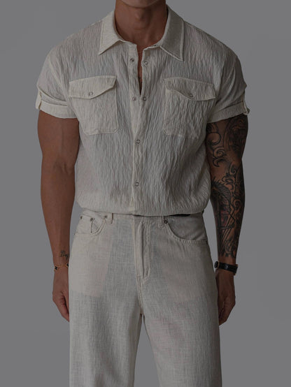 Wrinkle Pocket Roll-Up Shirt