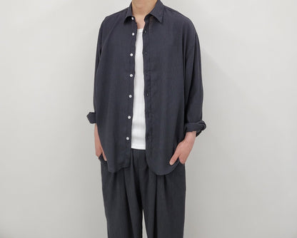 Pigment-Washed Nylon Shirt Jacket
