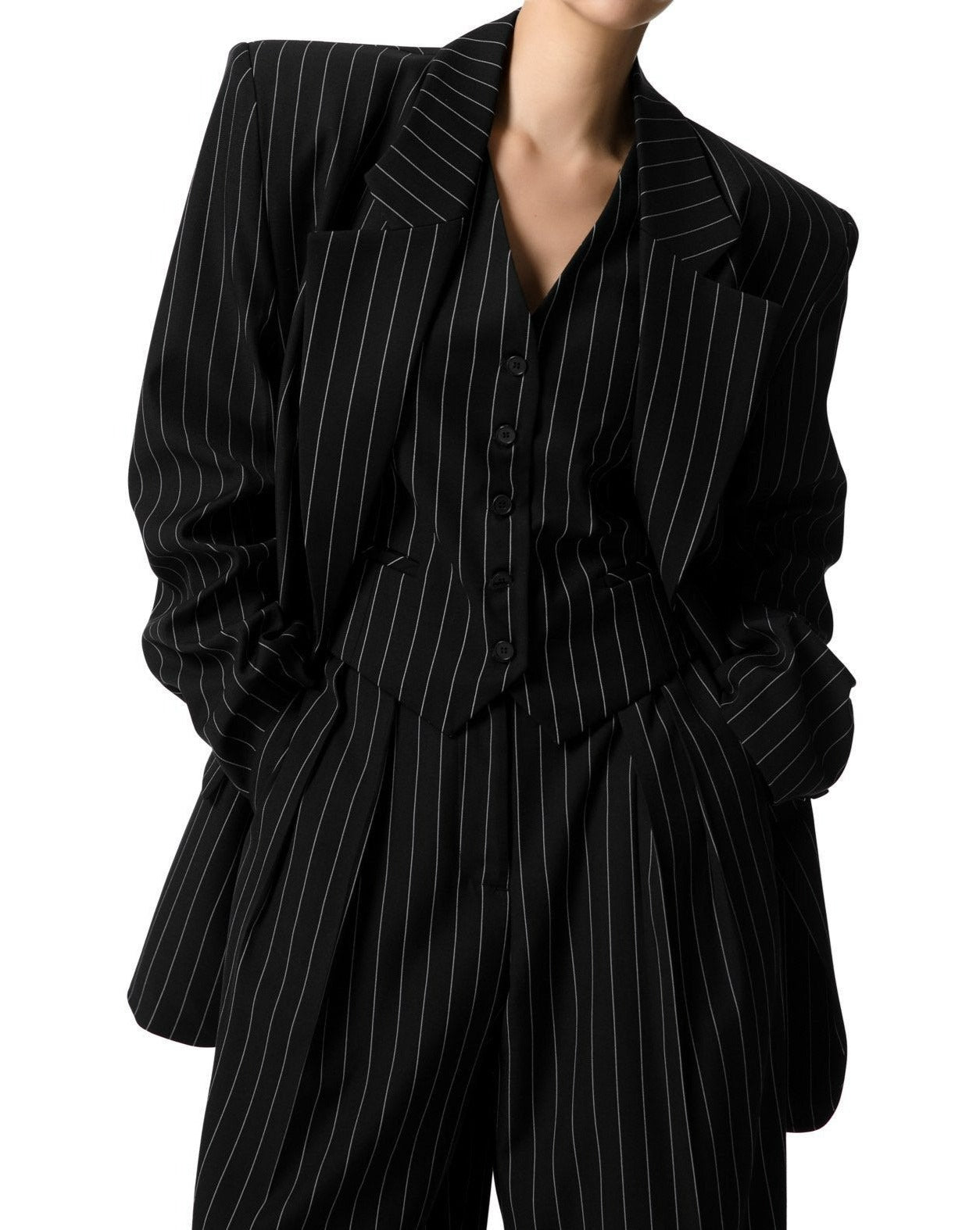 【PAPERMOON 페이퍼 문】SS / Wide Pin Stripe Set Up Suit Single Blazer