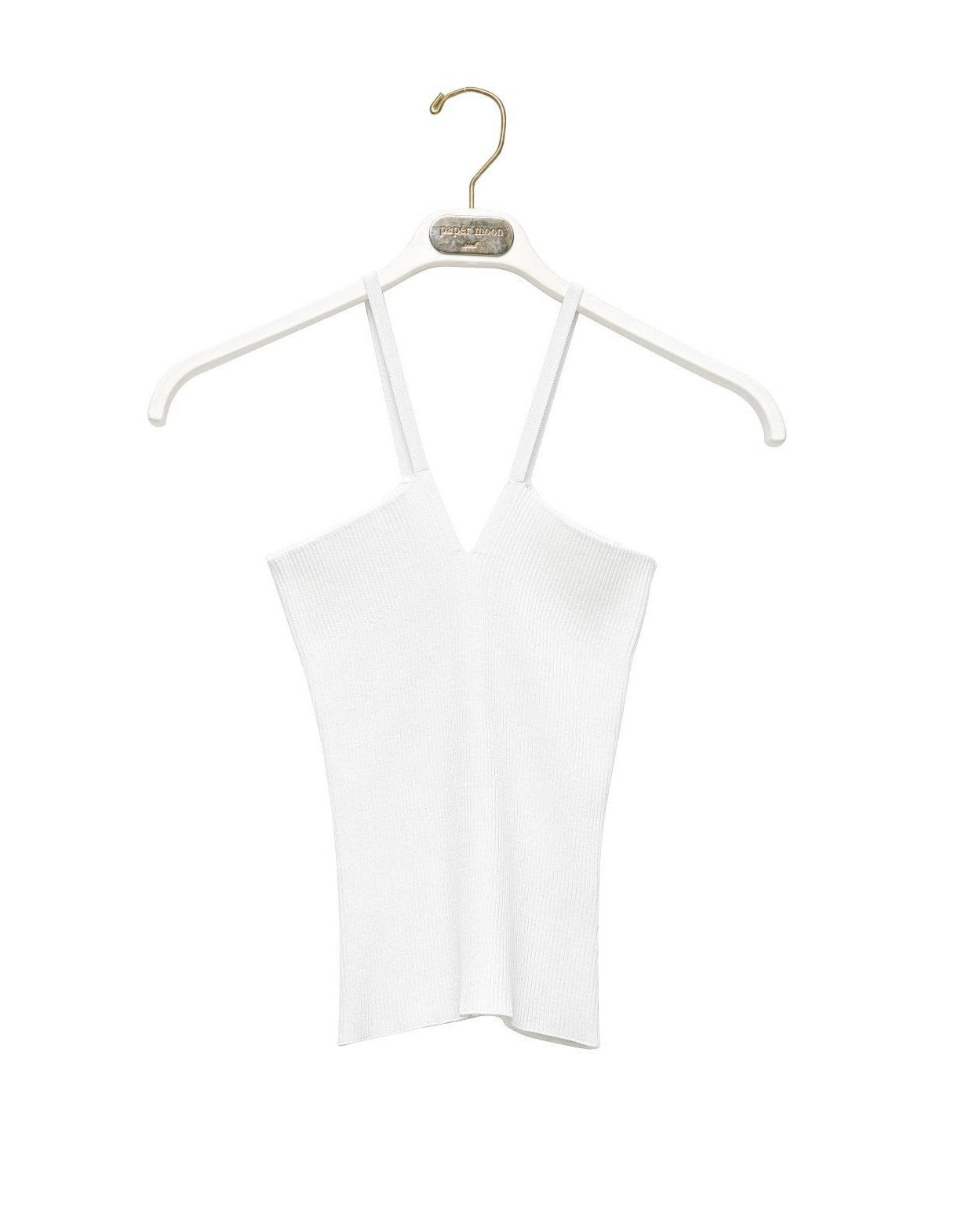 [PAPERMOON] SS/V-Line Strap Ribbed Knit Sleeveless Top