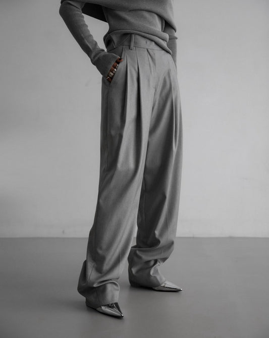 [PAPERMOON] SS / Soft Touch Pin Tuck Wide Trousers