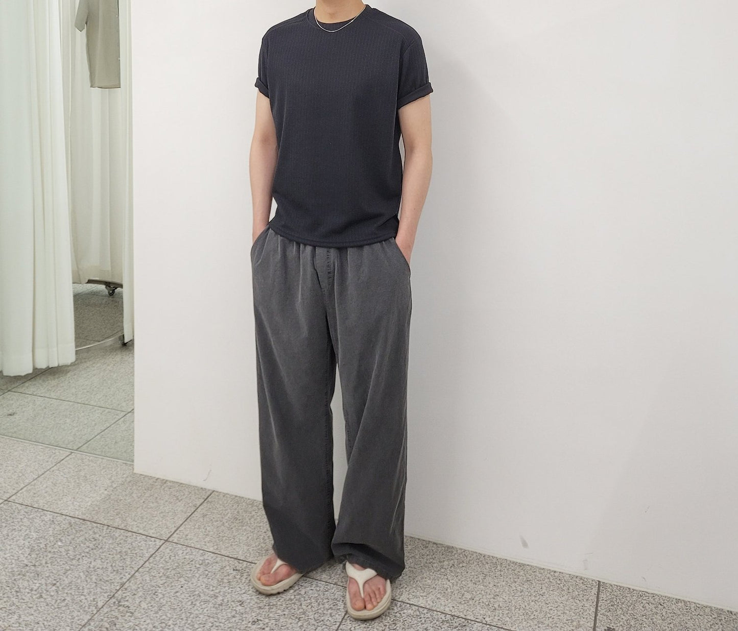 Shoulder Muscle Ribbed T-Shirt