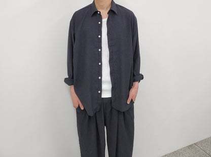 Pigment-Washed Nylon Shirt Jacket