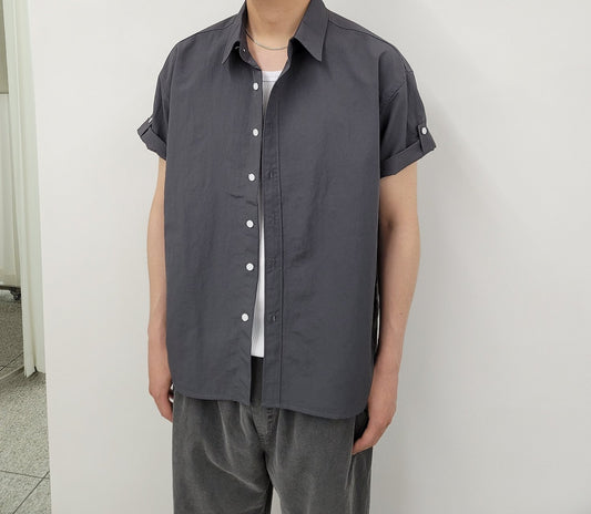 Wide Shoulder Nylon Roll-Up Shirt