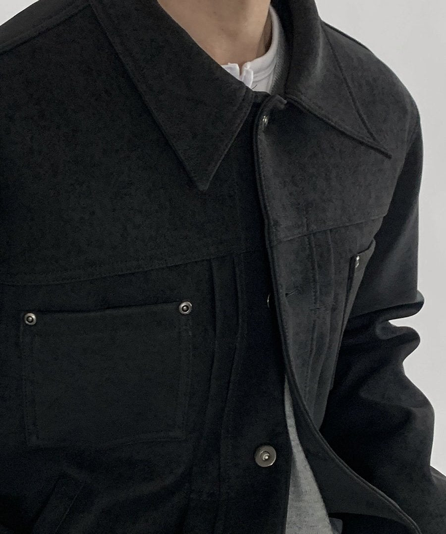 Moss Rivet Leather Trucker Jacket