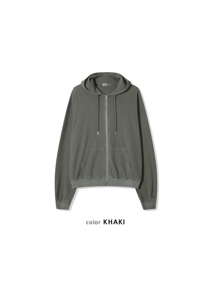 Waffle Hooded Zip-up