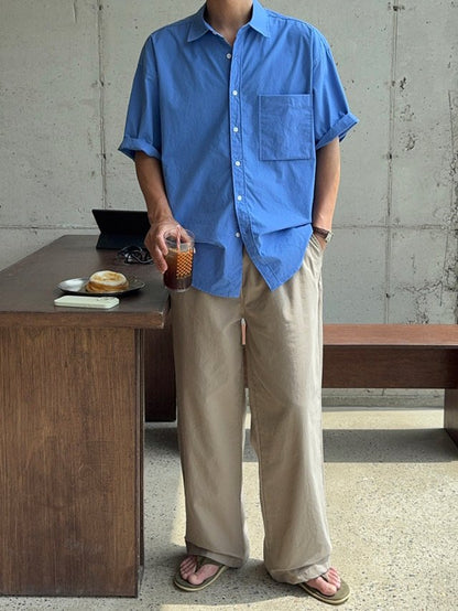 Pigment-Washed Nylon Shirt Jacket