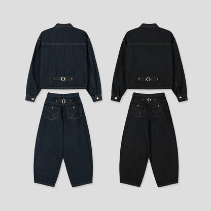 Broad Stripe Denim Set-up