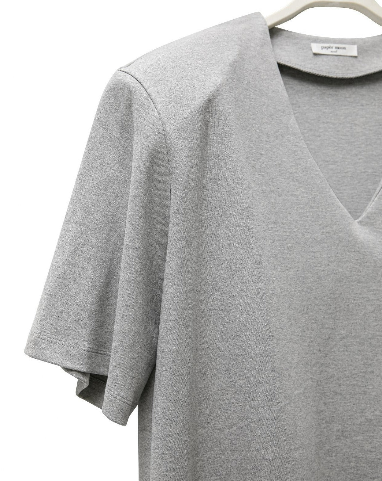 [PAPERMOON] SS / Maxi Shoulder Padded Deep V-Neck T-Shirt