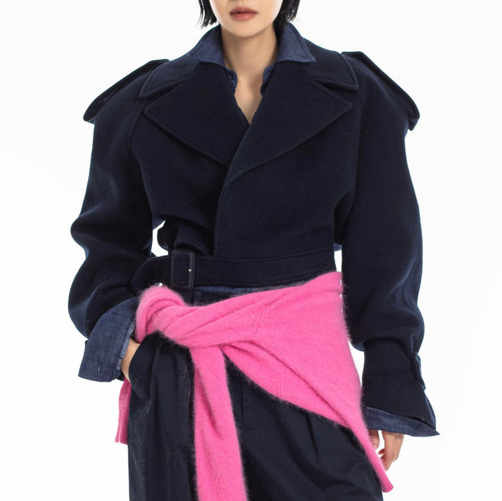 【PAPERMOON ペーパームーン】AW / Classic Felt Belted Cropped Jacket