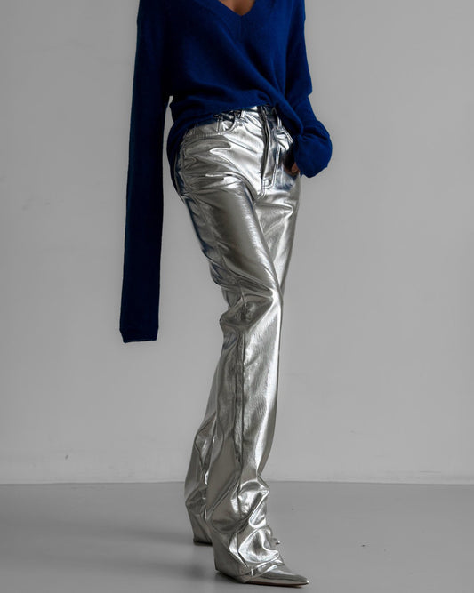 【즉납】【PAPERMOON 페이퍼 문】AW / Patent Vegan Leather Coated Straight Pants