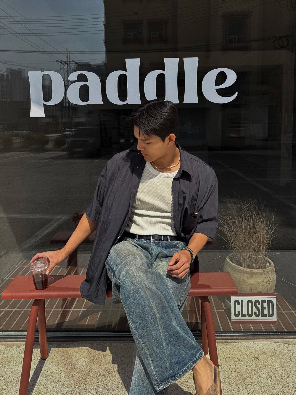 Pigment-Washed Nylon Shirt Jacket