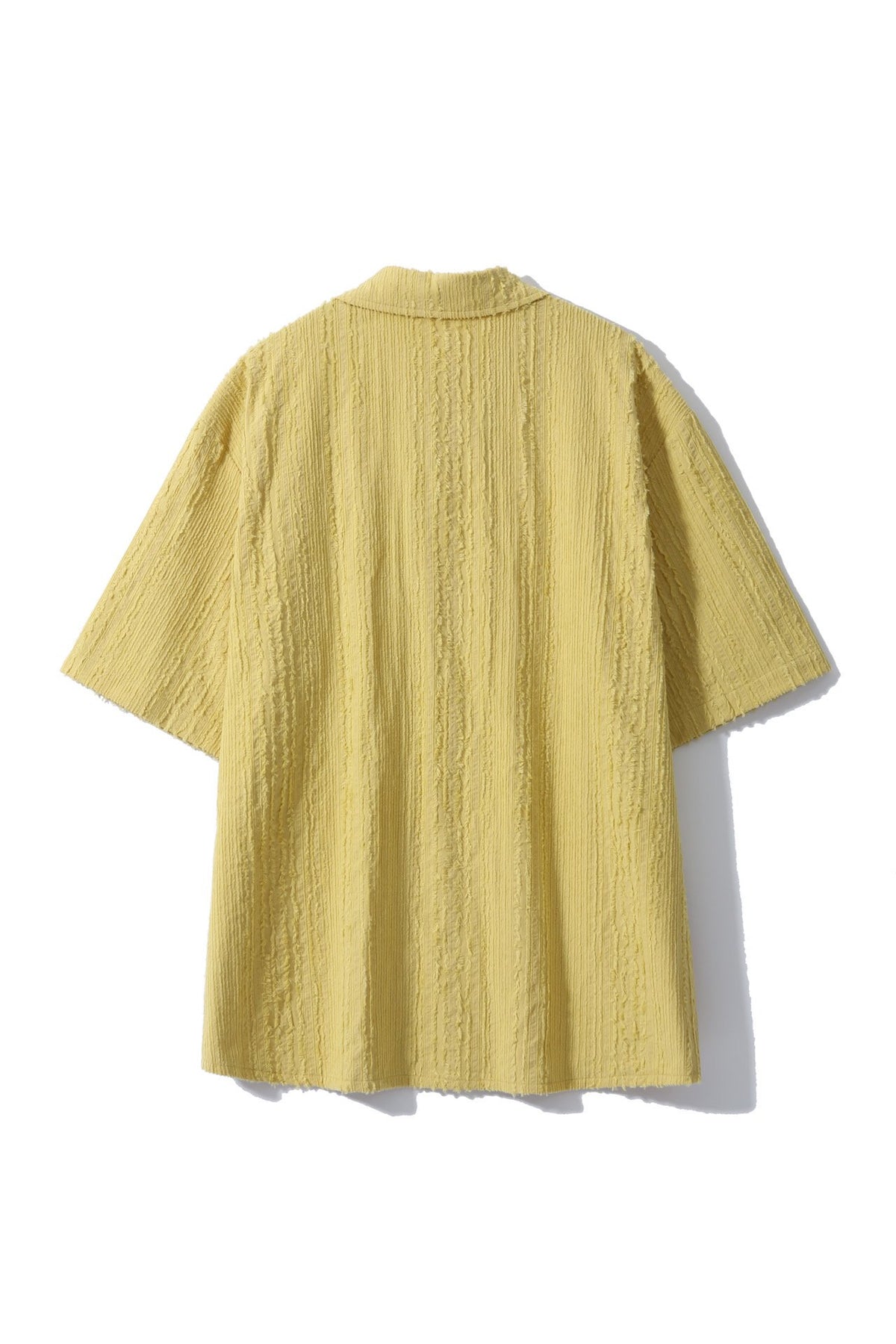 Crinkle Texture Open-Collar Shirt