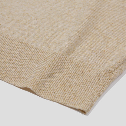 Blend Linen Open Collar Knit