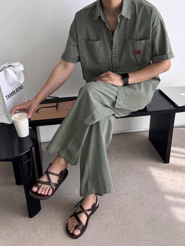 Pigment-Washed Nylon Shirt Jacket