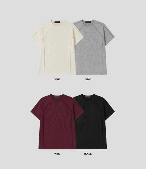 Outside Cut Ribbed Short Sleeve Tee