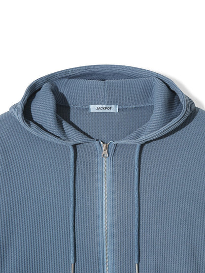 Waffle Hooded Zip-up