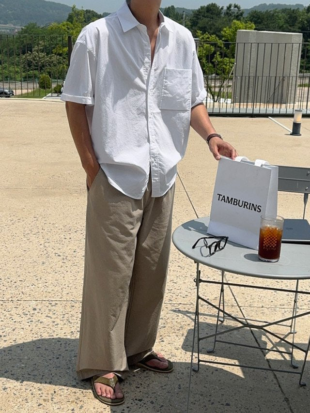 Pigment-Washed Nylon Shirt Jacket