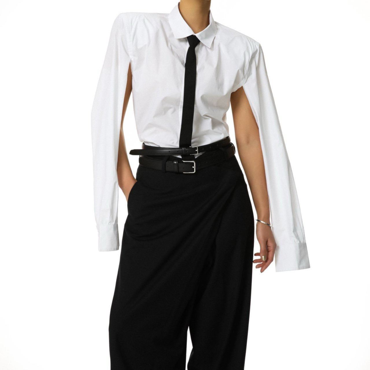 【PAPERMOON ペーパームーン】SS / Aymmetry Pin Tuck Wide Maxi Trousers