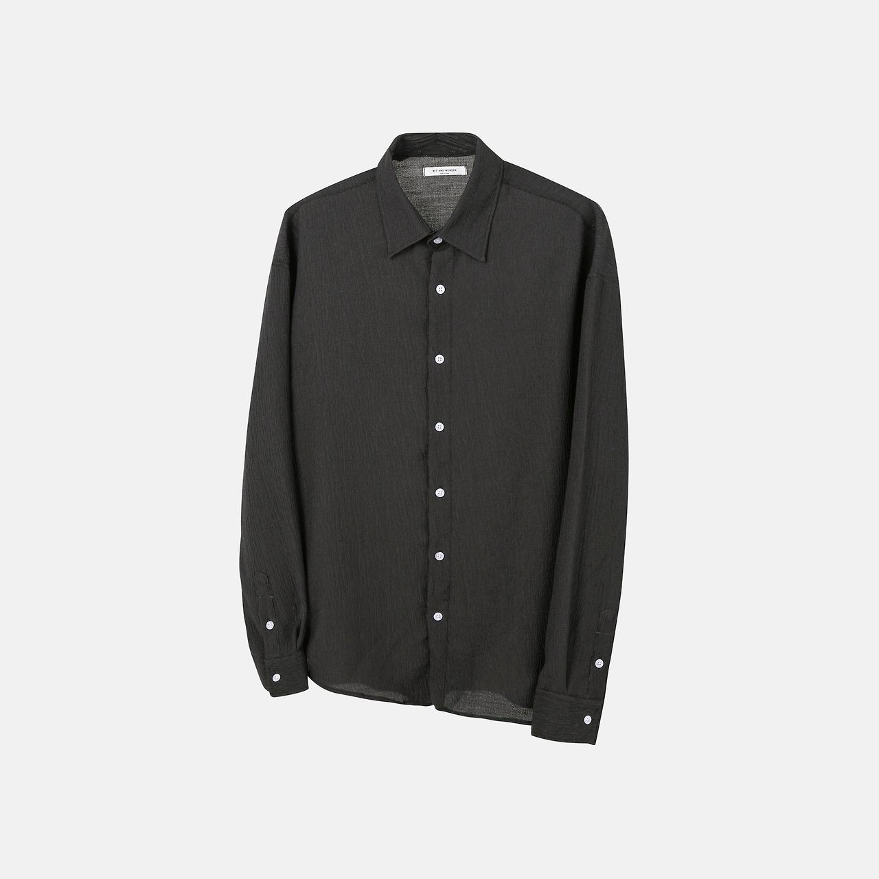 Seersucker Texture Long Sleeve Shirt