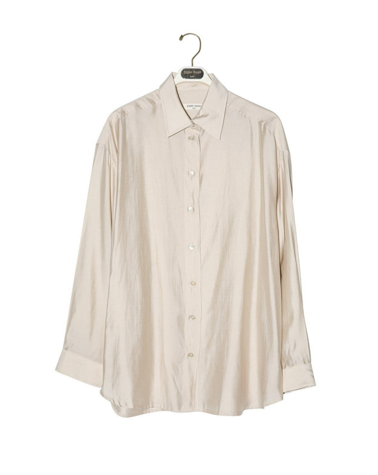 [PAPERMOON] SS / Sheer Silky Classic Button Down Shirt