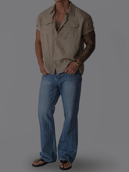 Wrinkle Pocket Roll-Up Shirt