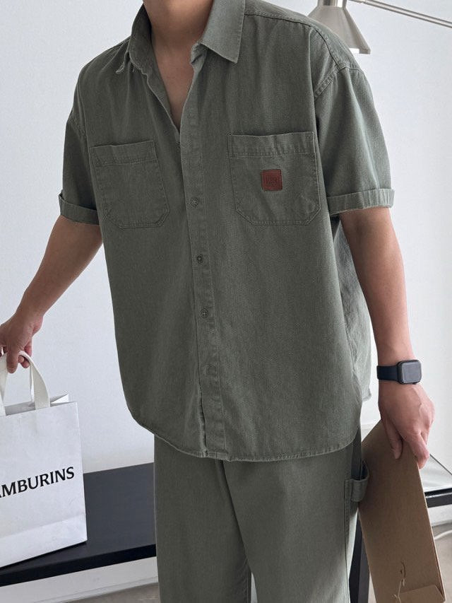 Pigment-Washed Nylon Shirt Jacket