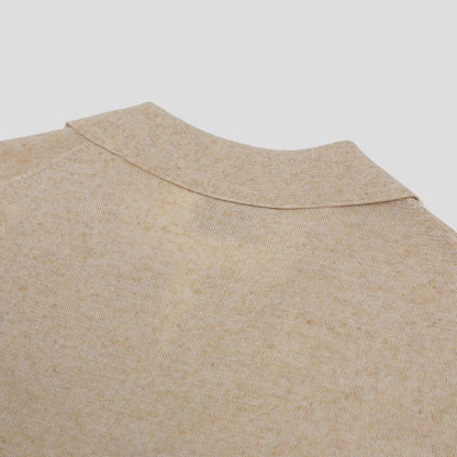 Blend Linen Open Collar Knit