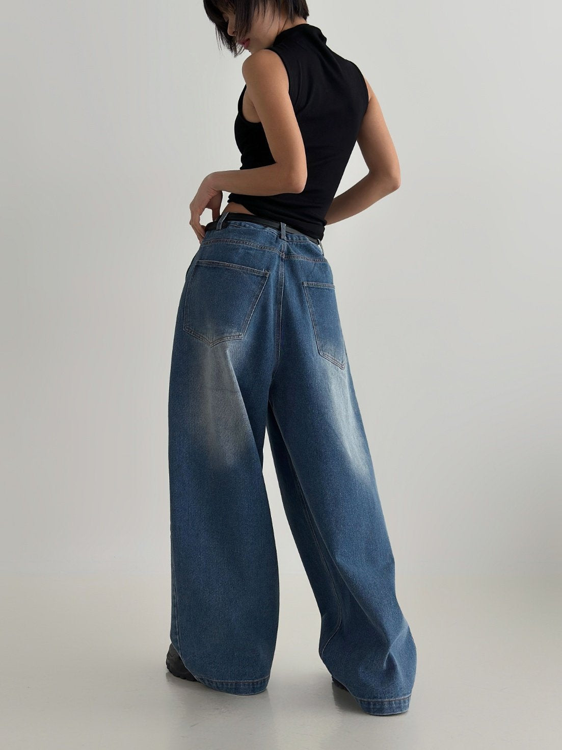 Rise Two-Tuck Wide Jeans