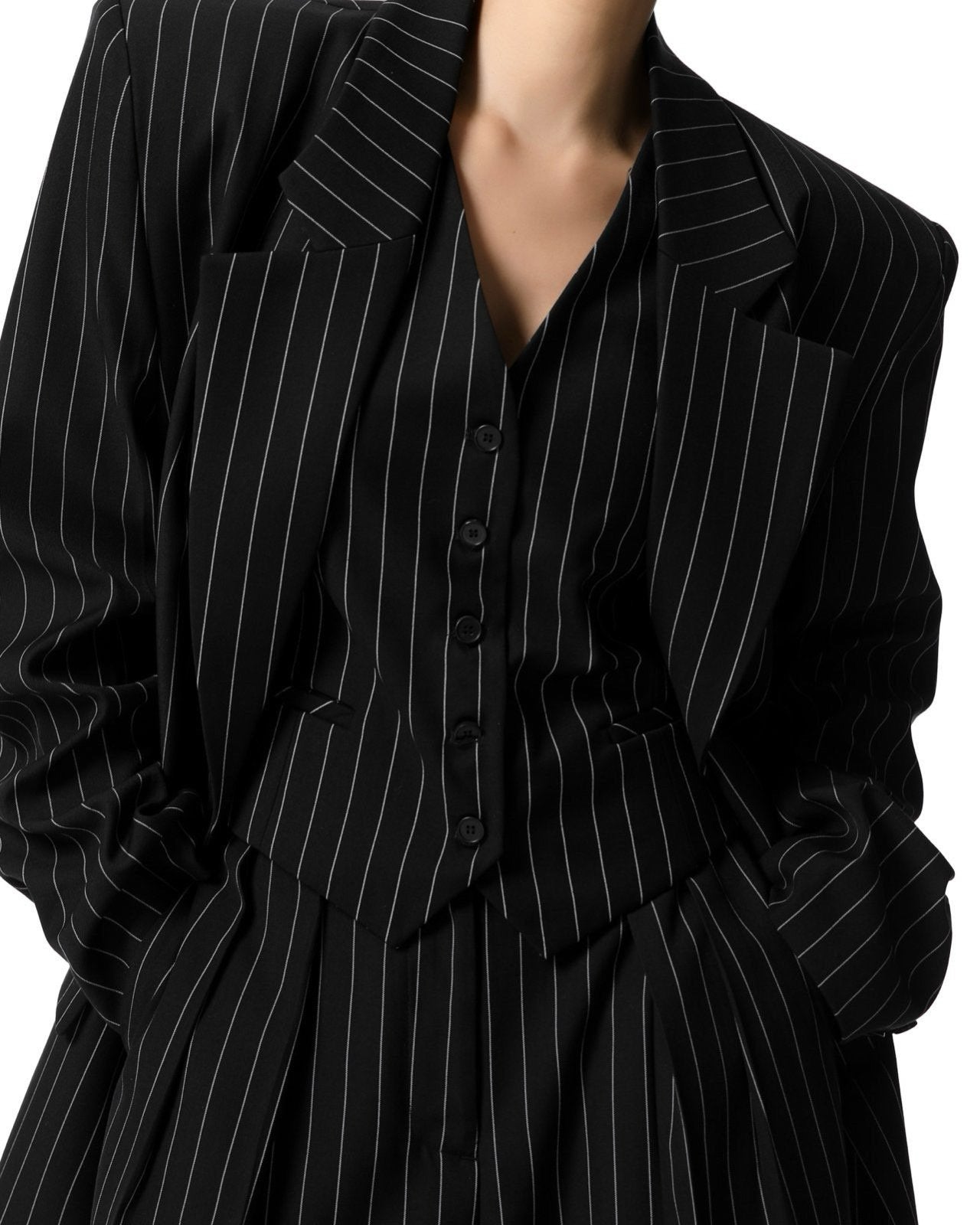 【PAPERMOON 페이퍼 문】SS / Wide Pin Stripe Set Up Suit Single Blazer