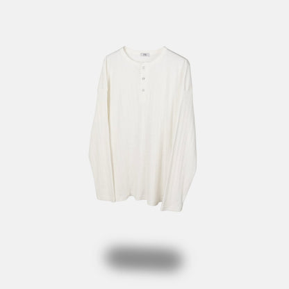 Ribbed Henley Long Sleeve Tee