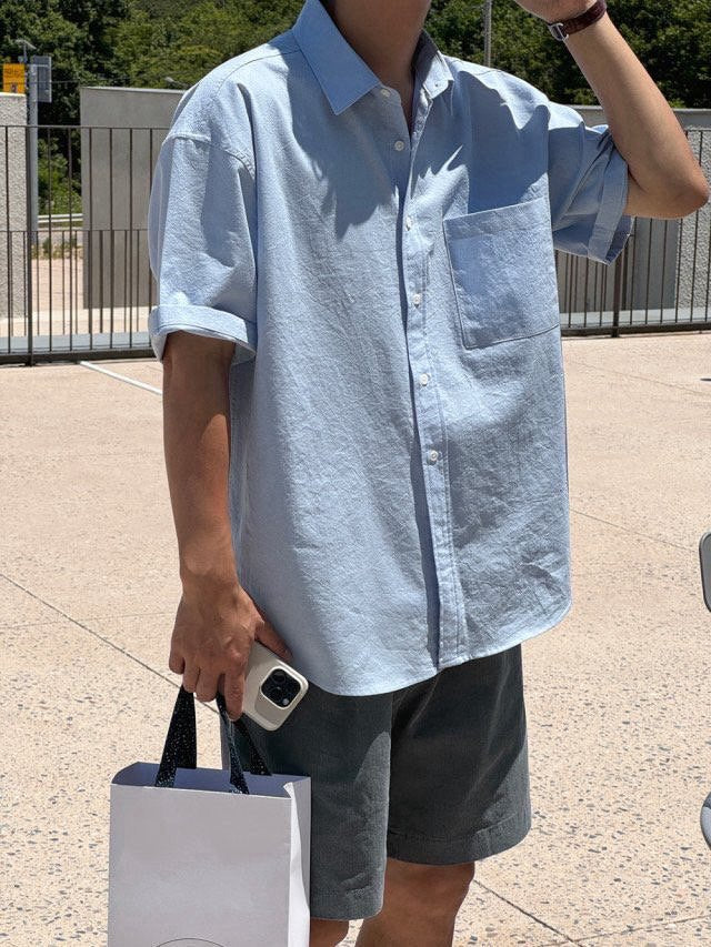 Pigment-Washed Nylon Shirt Jacket