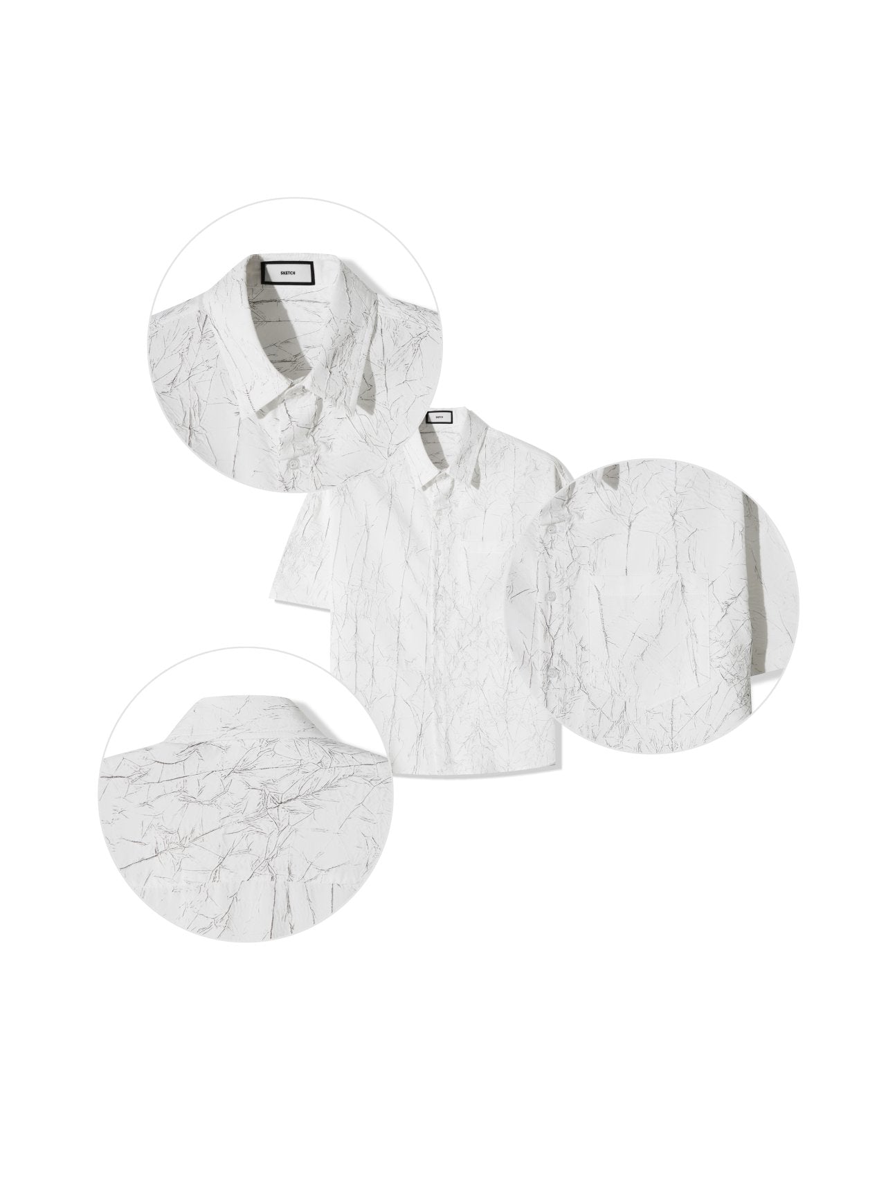 Crack Pattern Open-Collar Shirt
