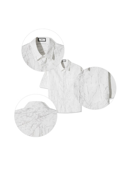 Crack Pattern Open-Collar Shirt