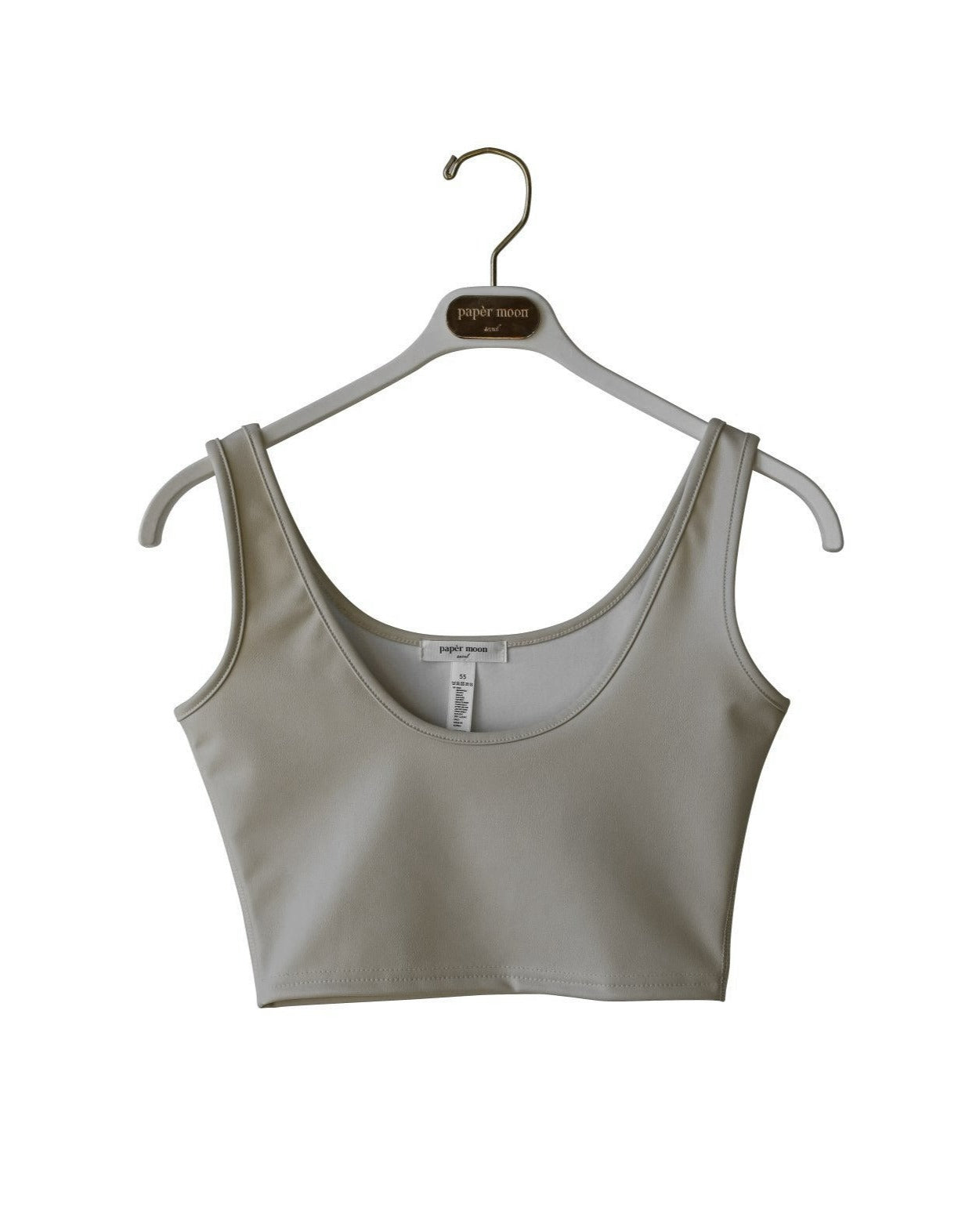 [PAPERMOON] SS / Vegan Leather Cropped Sleeveless Tank Top