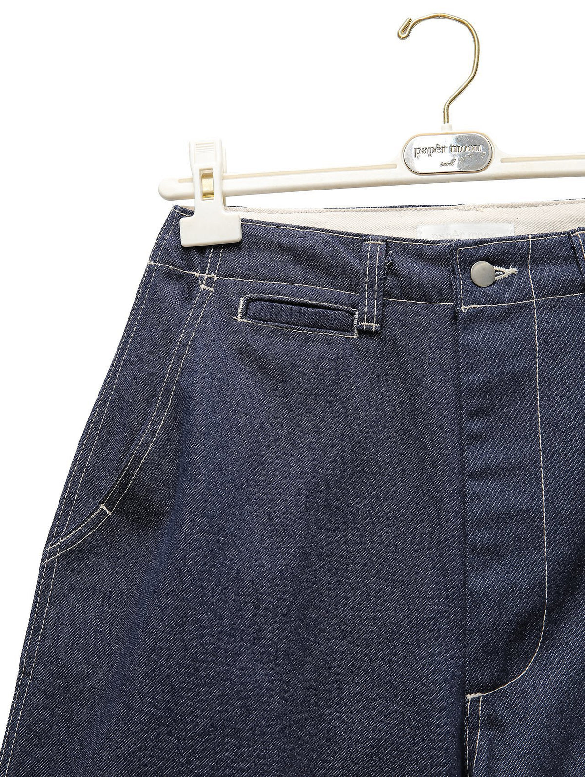 PAPERMOON ペーパームーン ステッチディテールワイドバギーデニムパンツ